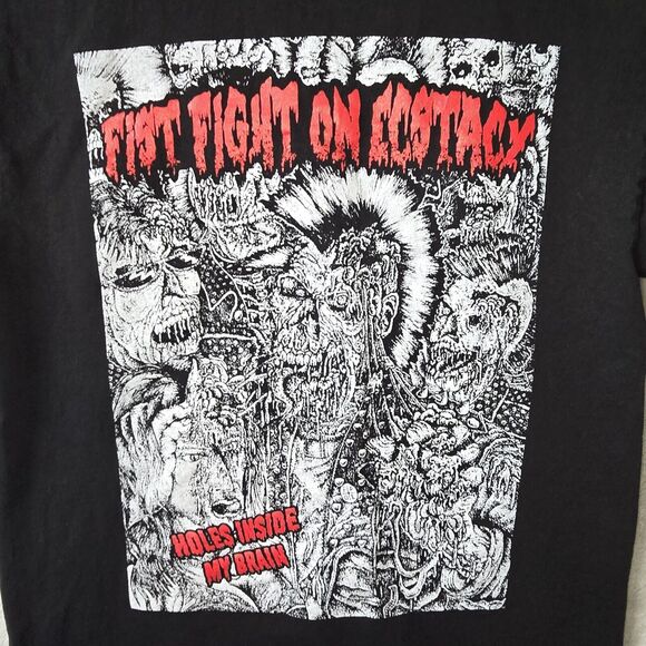 Fist Fight On Ecstacy Punk Band Tee Shirt Mens Size Small Holes Inside My Brain - Picture 3 of 6